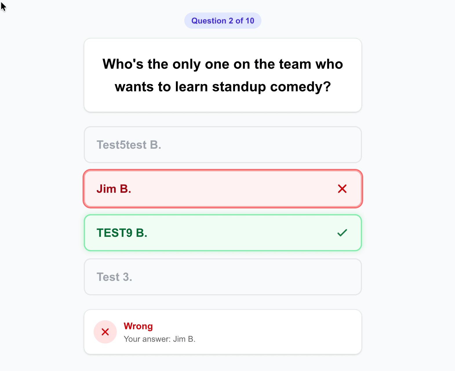 Answer reveal screen showing correct answer